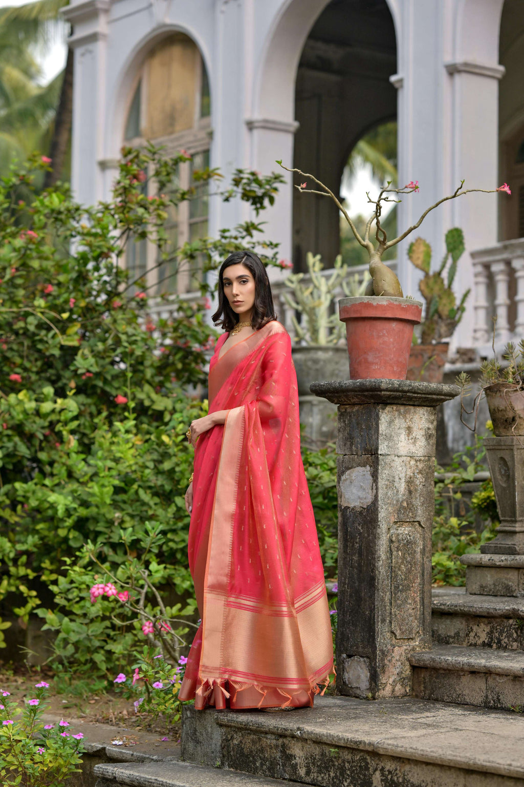 Jyoti Fashion Women's Coral Soft Kalyani Silk Zari Woven Designer Saree with Blouse