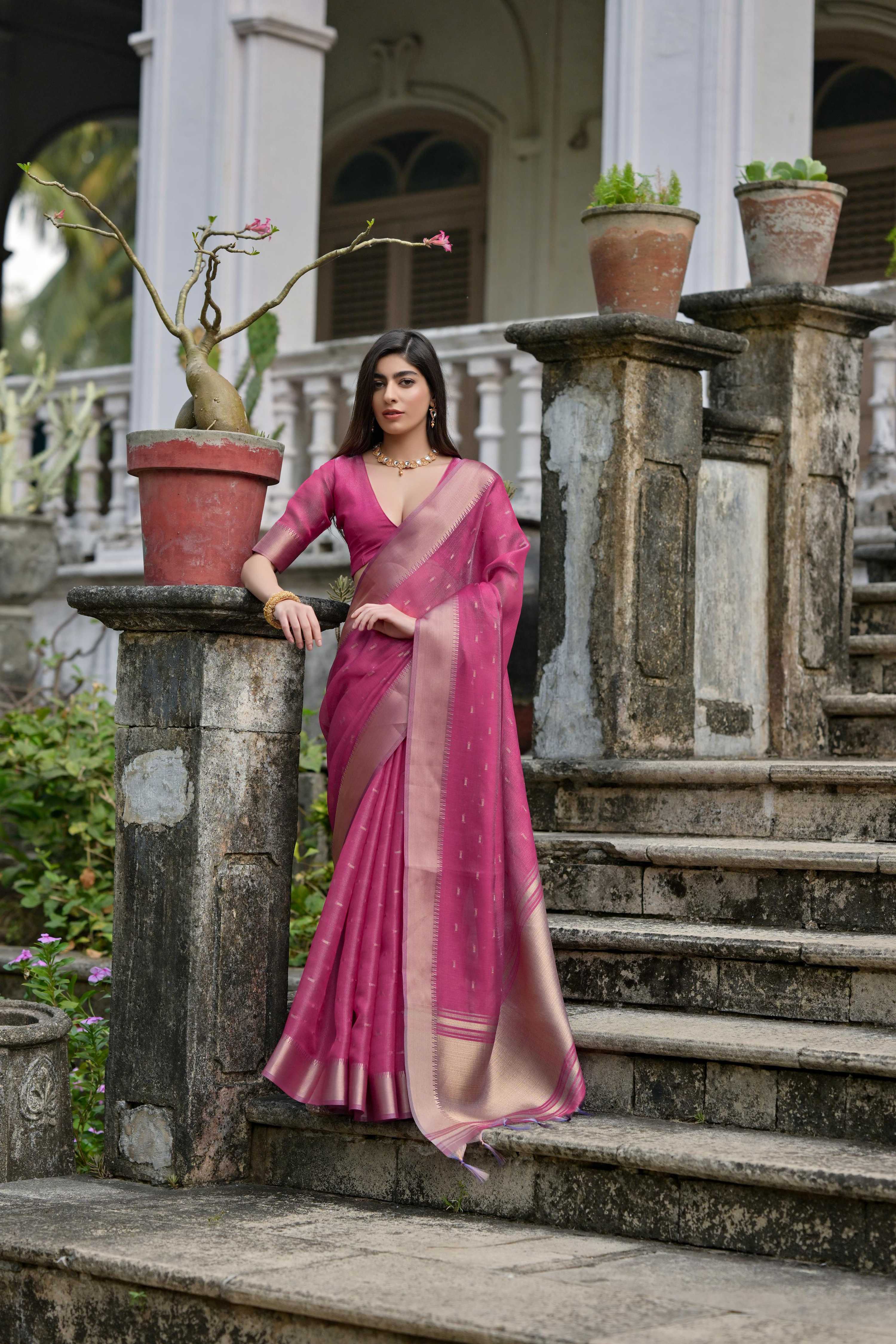 Jyoti Fashion Women's Wine Soft Kalyani Silk Zari Woven Designer Saree with Blouse