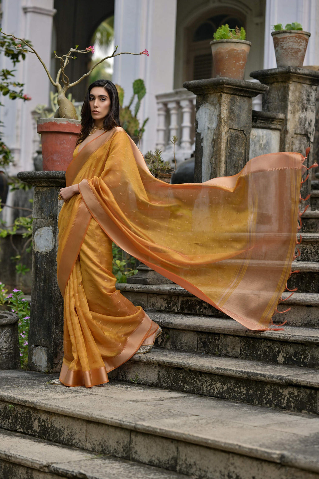 Jyoti Fashion Women's Mustard Soft Kalyani Silk Zari Woven Designer Saree with Blouse
