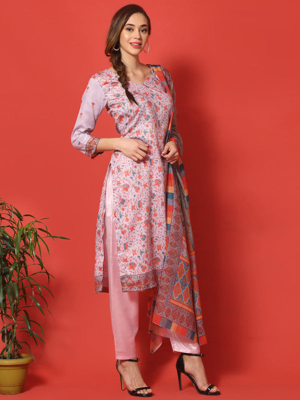 Jyoti Fashion Women's Mauve Cotton Digital Printed Festive Wear Designer Straight Suit Set