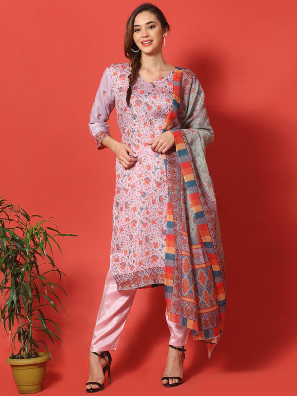 Jyoti Fashion Women's Mauve Cotton Digital Printed Festive Wear Designer Straight Suit Set