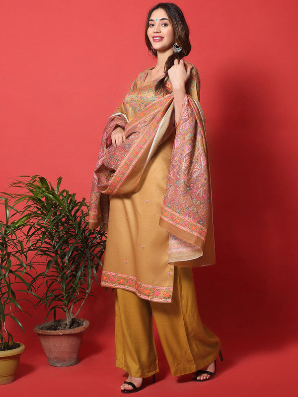 Jyoti Fashion Women's Gold Yellow Cotton Digital Printed Festive Wear Designer Straight Suit Set