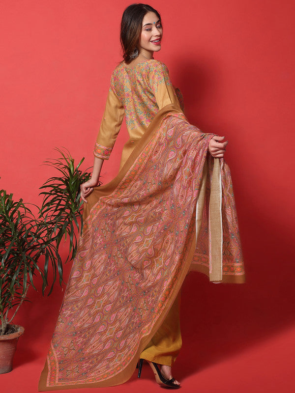 Jyoti Fashion Women's Gold Yellow Cotton Digital Printed Festive Wear Designer Straight Suit Set
