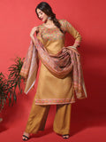 Jyoti Fashion Women's Gold Yellow Cotton Digital Printed Festive Wear Designer Straight Suit Set