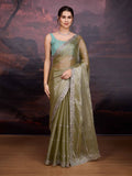 Jyoti Fashion Women's Sea Green Jimmy Choo Sequins Embroidered Designer Saree with Blouse