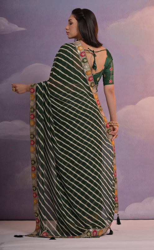 Jyoti Fashion Women's Green Coding Sequence Georgette Saree with Blouse