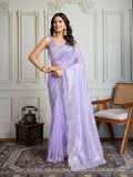 Jyoti Fashion Women's Lavender Art Silk Embroidered Designer Saree with Blouse