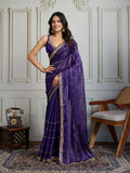 Jyoti Fashion Women's Purple Jimmy Choo Sequins Designer Saree with Blouse