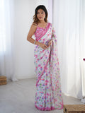 Jyoti Fashion Women's Multicolor Chinon Digital Printed Designer Saree with Blouse