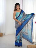 Jyoti Fashion Women's Multicolor Chinon Digital Printed Designer Saree with Blouse