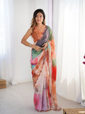 Jyoti Fashion Women's Multicolor Chinon Digital Printed Designer Saree with Blouse