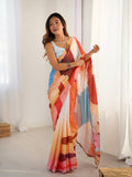 Jyoti Fashion Women's Multicolor Chinon Digital Printed Designer Saree with Blouse