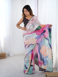 Jyoti Fashion Women's Multicolor Chinon Digital Printed Designer Saree with Blouse