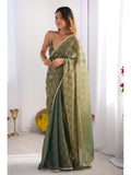 Jyoti Fashion Women's Mehendi Box Chiffon Moti Lace Border Designer Saree with Blouse