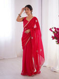 Jyoti Fashion Women's Pink Soft Fendy Embroidered Designer Saree with Blouse