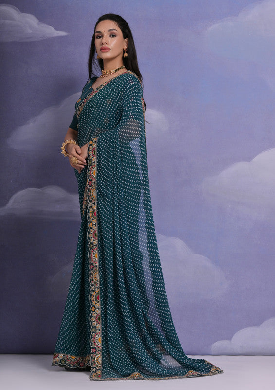 Jyoti Fashion Women's Morpich Coding Sequence Georgette Saree with Blouse