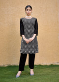 Jyoti Fashion Women's Black Faux Georgette Chikan Embroidery Designer Kurta with Bottom