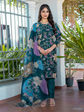 Jyoti Fashion Women's Rama Cotton Blend Printed Designer Kurta Set with Dupatta