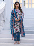 Jyoti Fashion Women's White Rayon Print with Thread Designer Kurta Set with Dupatta