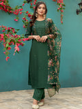 Jyoti Fashion Women's Bottle Green Silk Handwork Designer Kurta Set with Dupatta