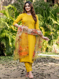 Jyoti Fashion Women's Yellow Silk Handwork Designer Kurta Set with Dupatta