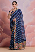 Jyoti Fashion Women's Blue Coding Sequence Georgette Saree with Blouse