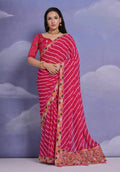 Jyoti Fashion Women's Rani Pink Coding Sequence Georgette Saree with Blouse