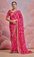 Jyoti Fashion Women's Rani Pink Coding Sequence Georgette Saree with Blouse