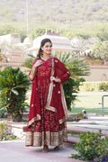 Jyoti Fashion Women's Maroon Faux Blooming Sequins Thread Embroidered Anarkali Dress with Dupatta