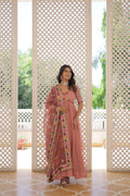 Jyoti Fashion Women's Peach Faux Georgette Sequins Zari Embroidered Anarkali Dress with Dupatta