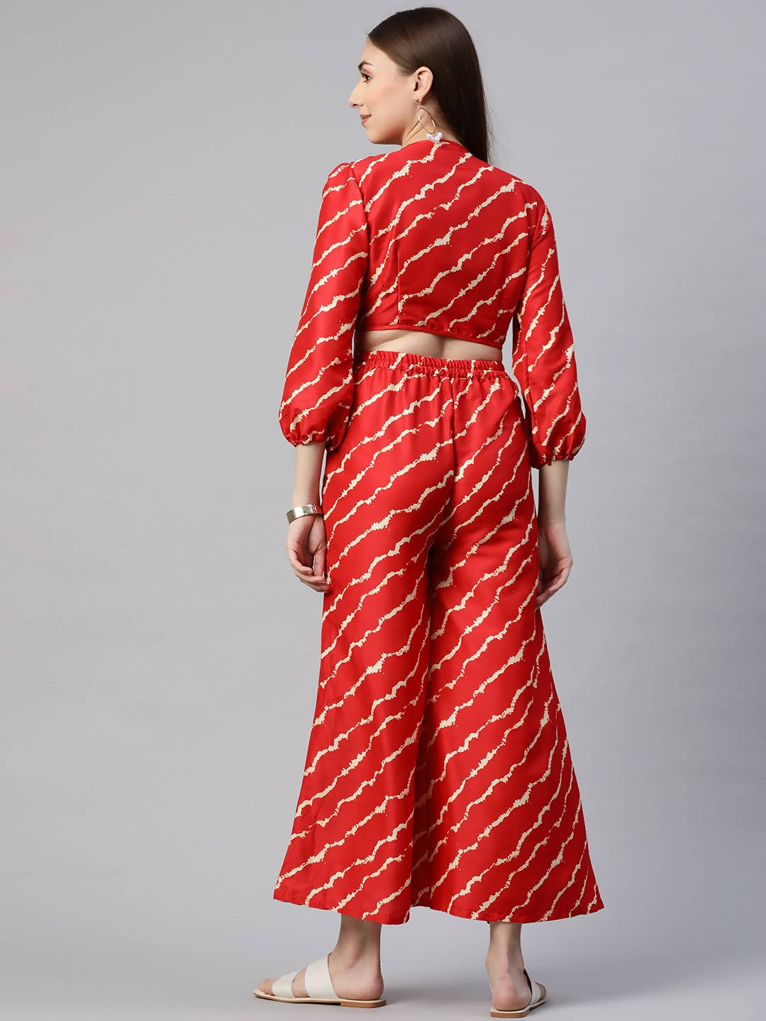 Myshka Women Red Printed Full Sleeve V Neck Dress