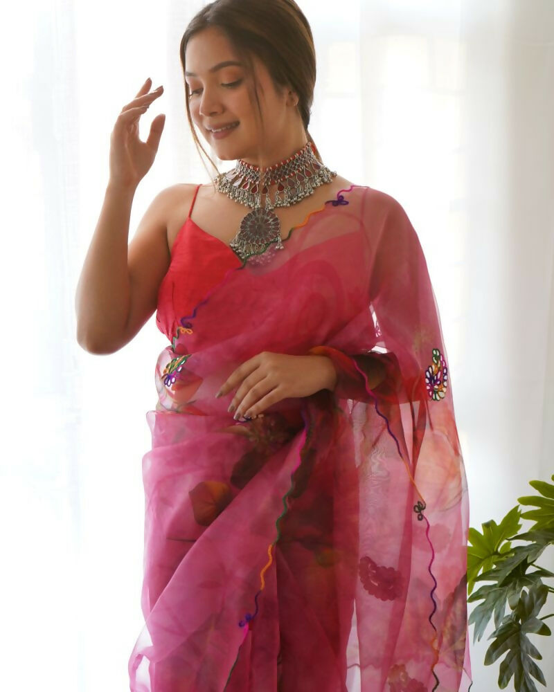 Vamsee Dillagi Dark Pink (Dillagi) Organza Saree