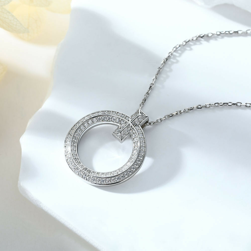 Cauer Elegant 14K White Gold Plated Moissanite Pendant Necklace