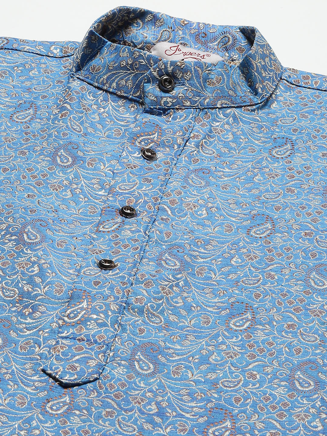 Jompers Men's Blue Printed Jacquard Kurta Only