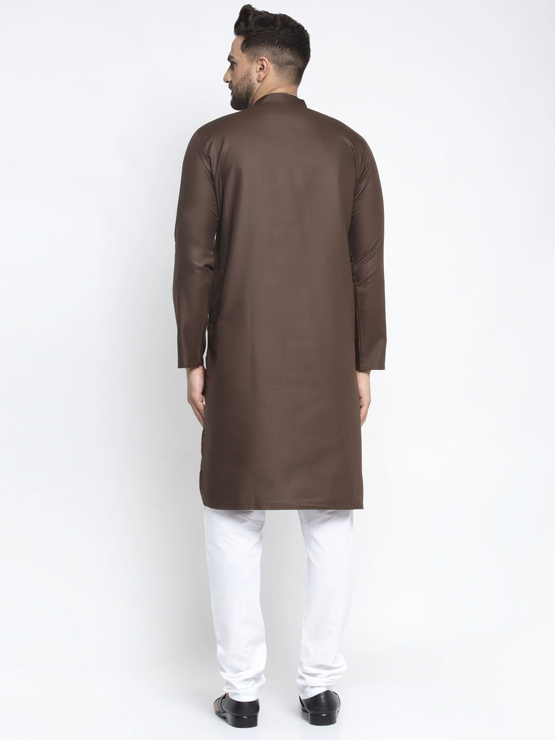 Jompers Men's Coffee Cotton Solid Kurta Only