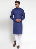 Jompers Men Royal-Blue & White Solid Kurta with Churidar