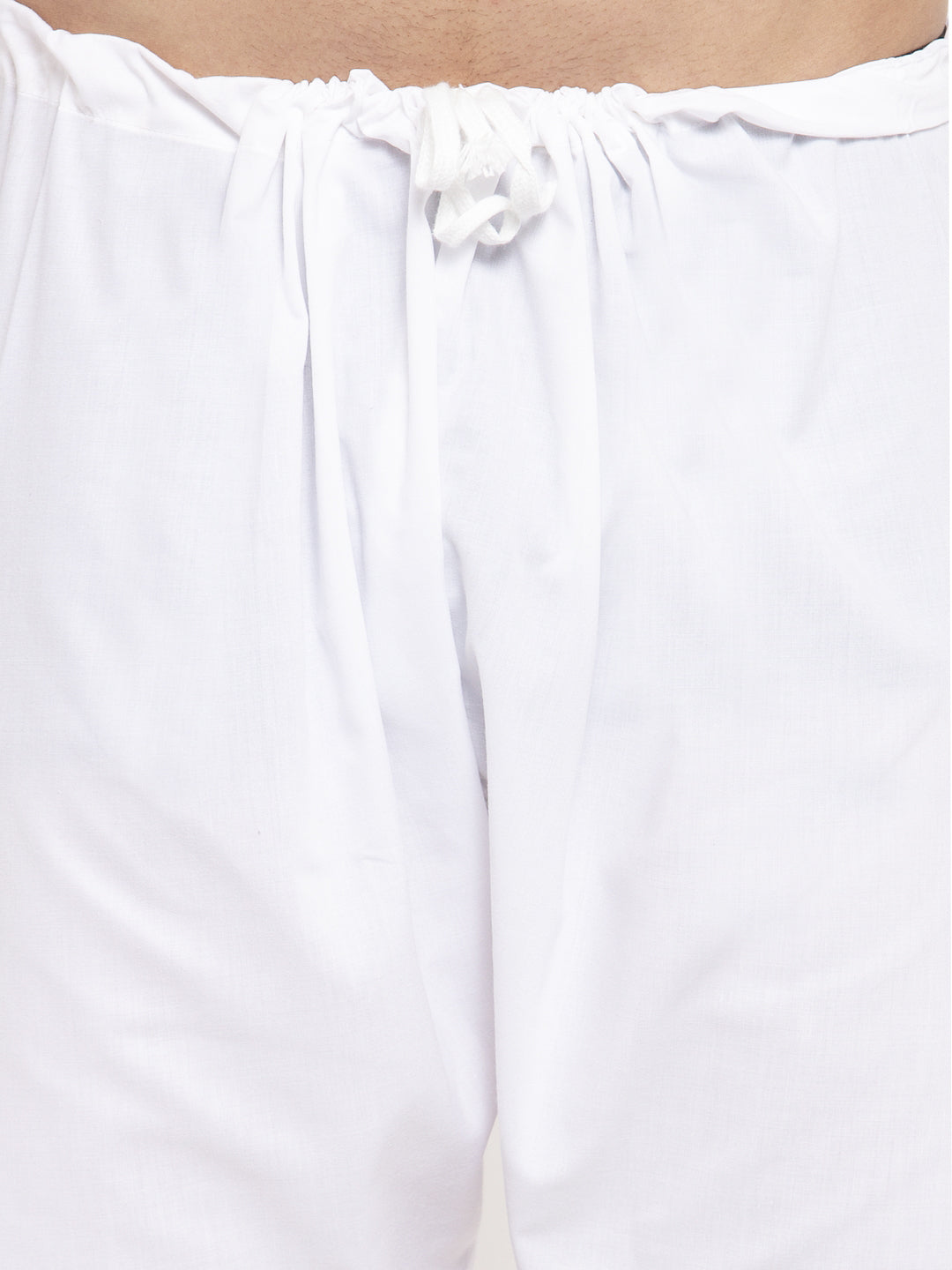 Jompers Men Yellow & White Cotton Printed Kurta with Pyjamas