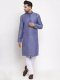 Jompers Men Blue Embroidered Kurta with Pyjamas