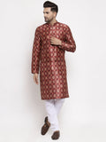 Jompers Men Maroon Printed Kurta with Pyjamas