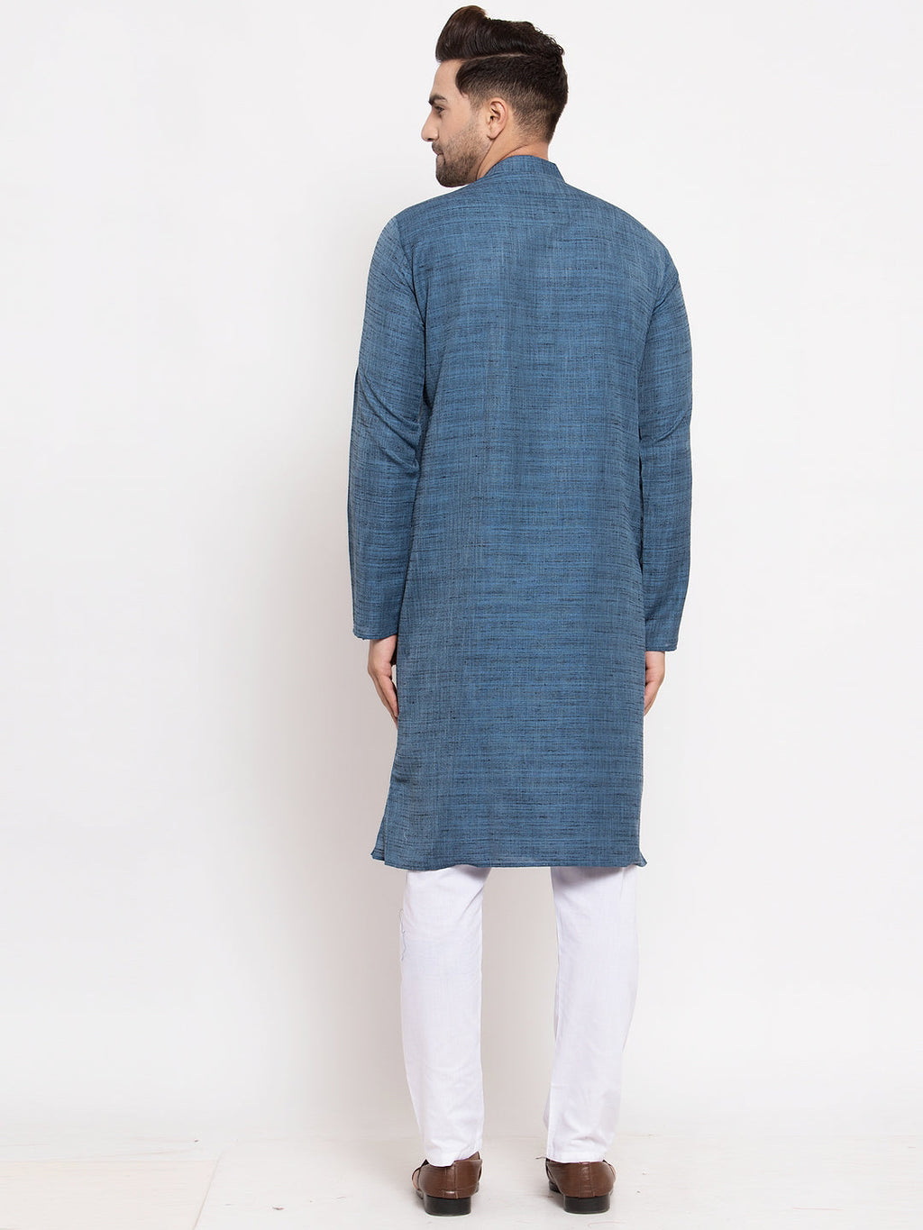 Jompers Men Blue Self Design Kurta with Pyjamas