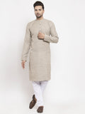 Jompers Men Grey Self Design Kurta with Pyjamas