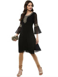 Ahalyaa Women's Black Georgette Glitter Print Kurta