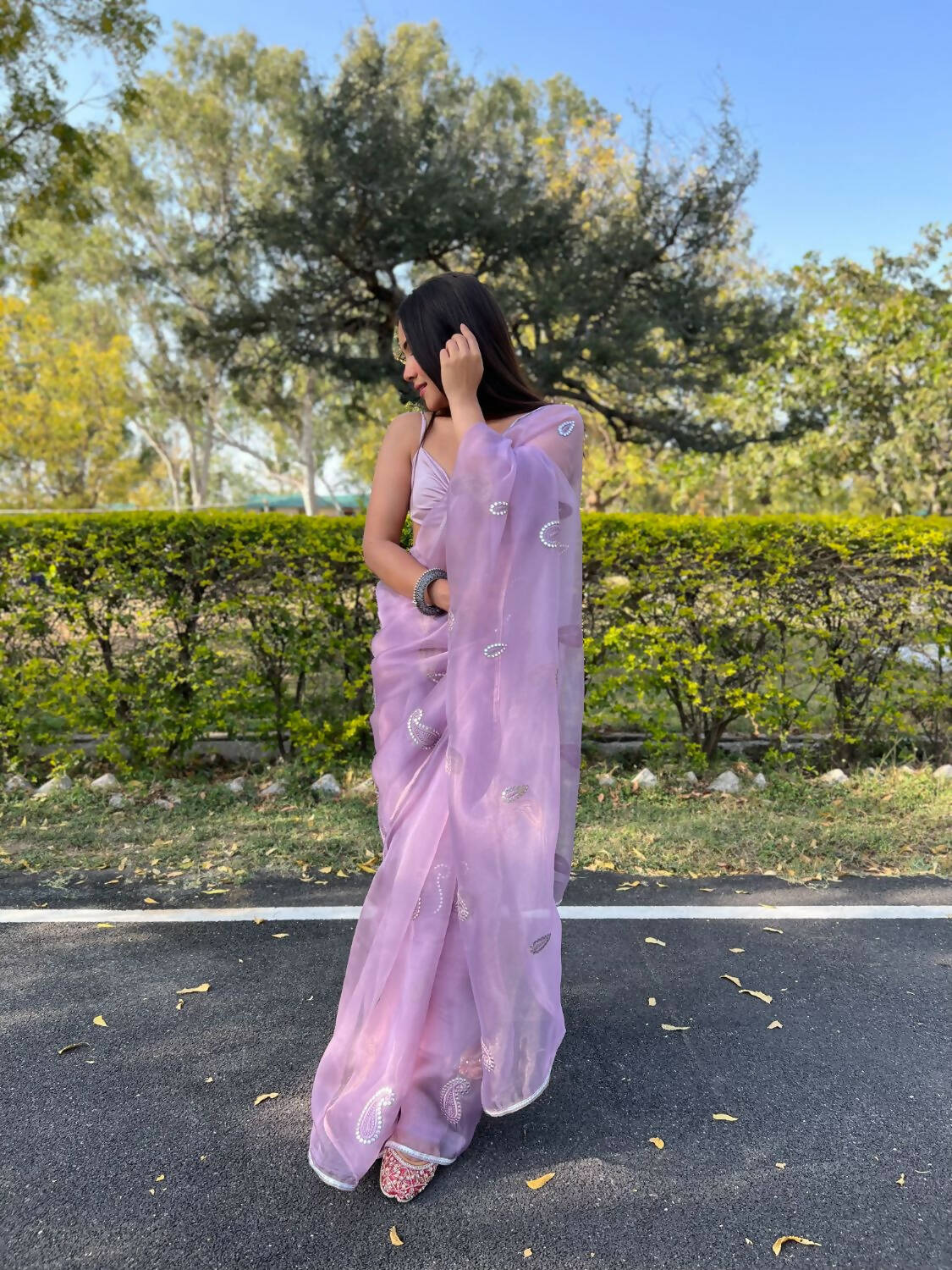 Vamsee Purple Organza Saree
