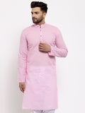 Jompers Men Pink Chikan Kurta Only