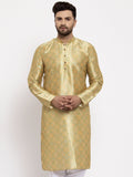 Jompers Men Green & Gold-Toned Printed Kurta onlly