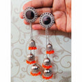 MS Fashion India Kashmiri Triple Orange Color Pearls Hanging Jhumka Earrings