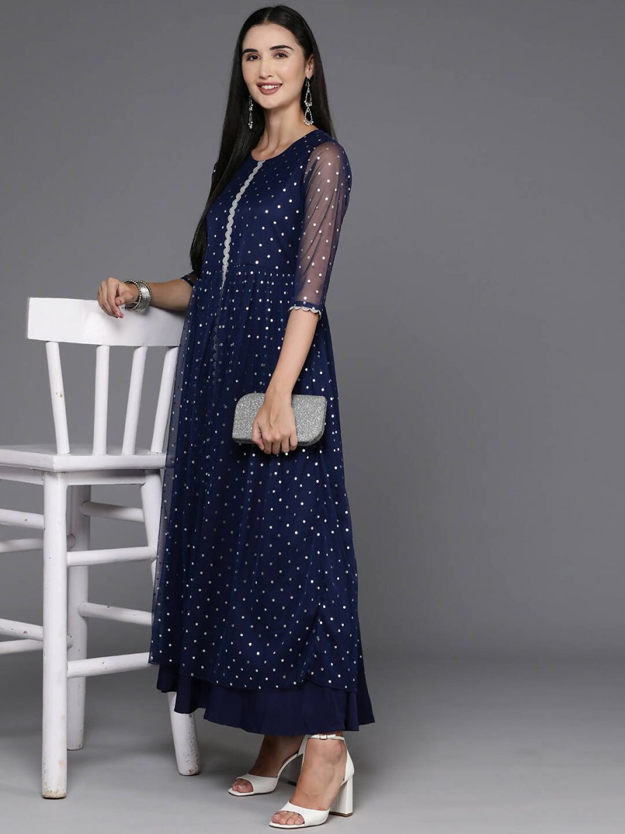 Ahalyaa Women's Traditional wear Ethnic Dress - Navy Blue