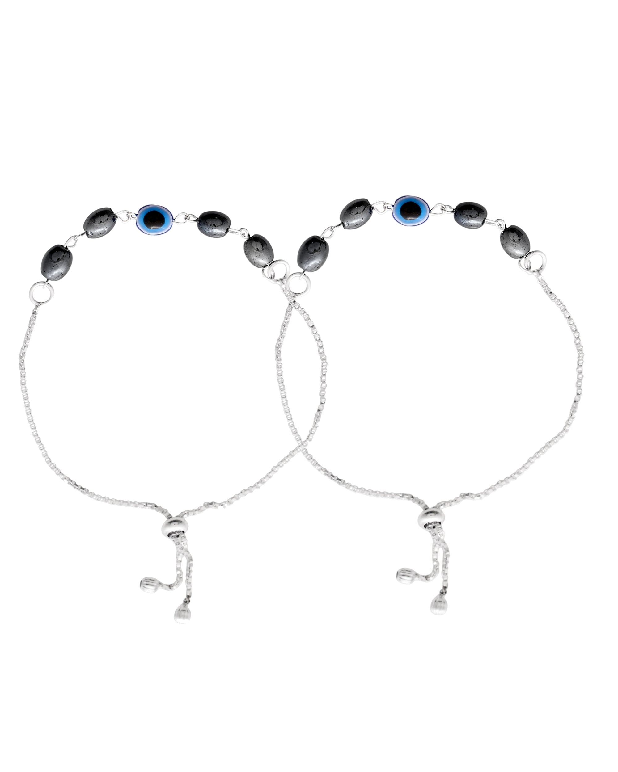 Jewels Nest Stylish Oxidized Silver & Blue Beaded Anklet – Elegant & Trendy