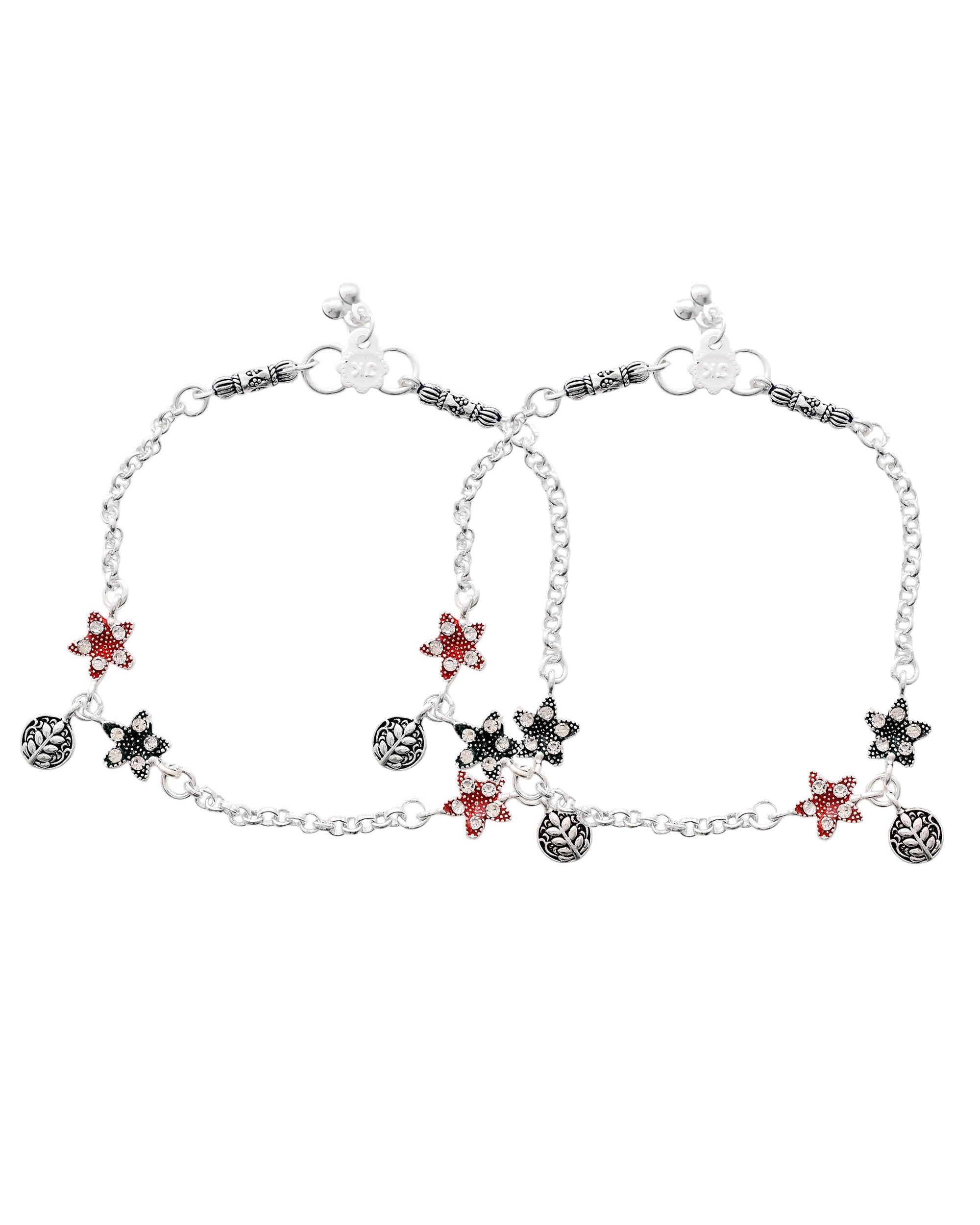 Jewels Nest Elegant Silver-Plated Star Charm Chain Anklet