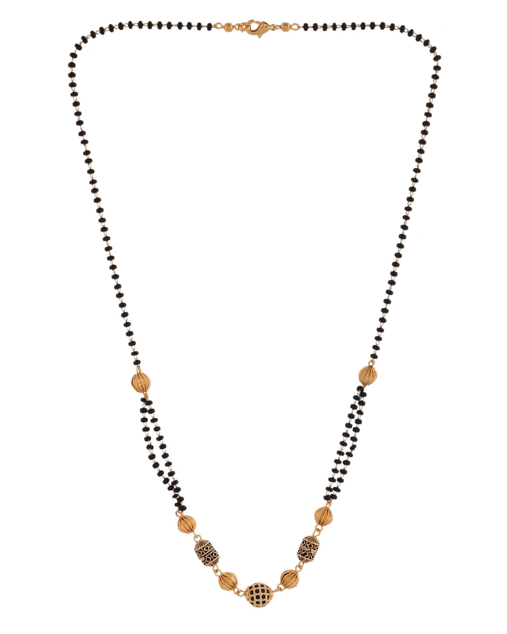 Jewels Nest Traditional Gold Bead Mangalsutra with Black Double Chain